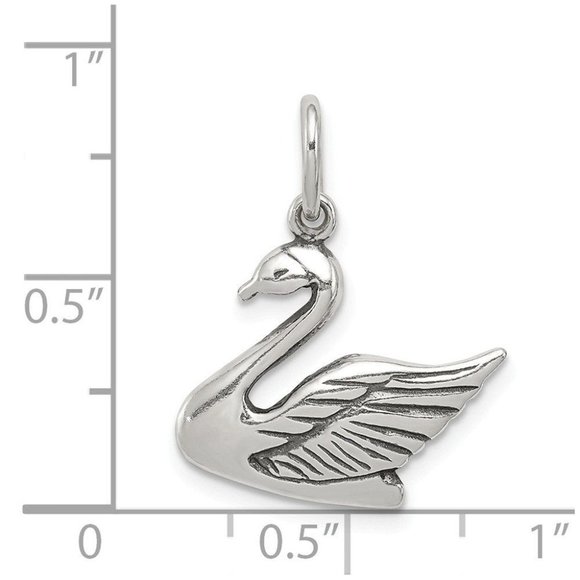 Sterling Silver Antiqued Swan Charm New Pendant - Picture 2 of 2